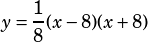 y=\dfrac{1}{8}(x-8)(x+8)